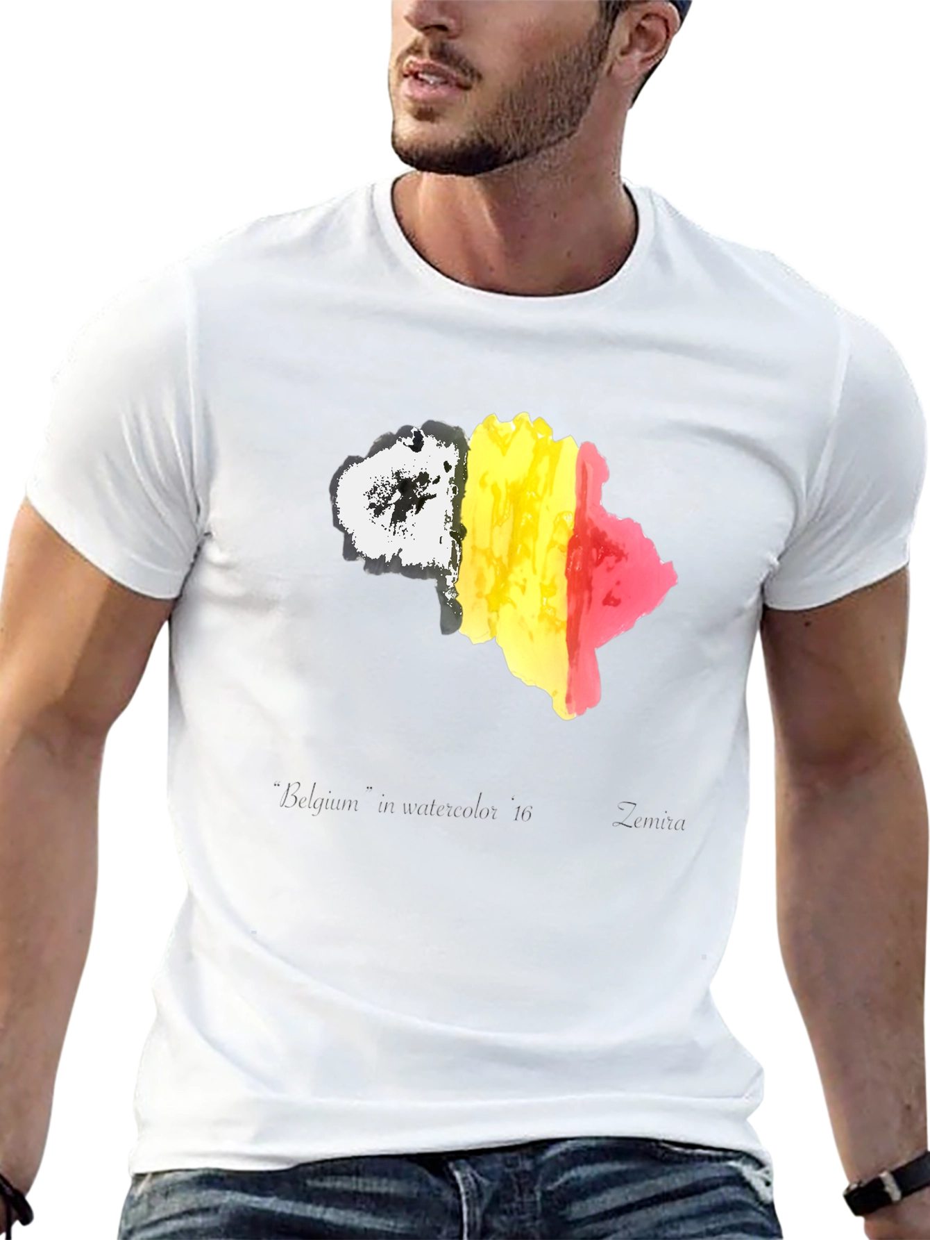 Belgium Flag Map T-Shirt - Black Cotton Tee