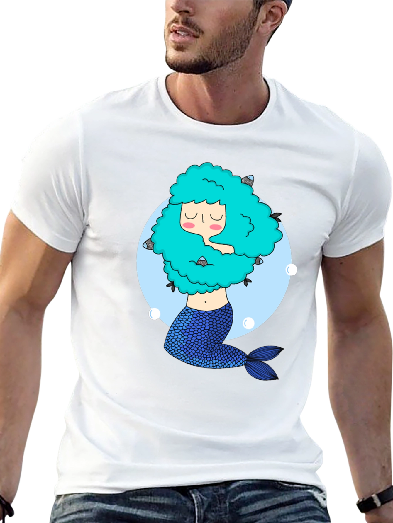 Mermaid Graphic Tee - Unique Black T-Shirt