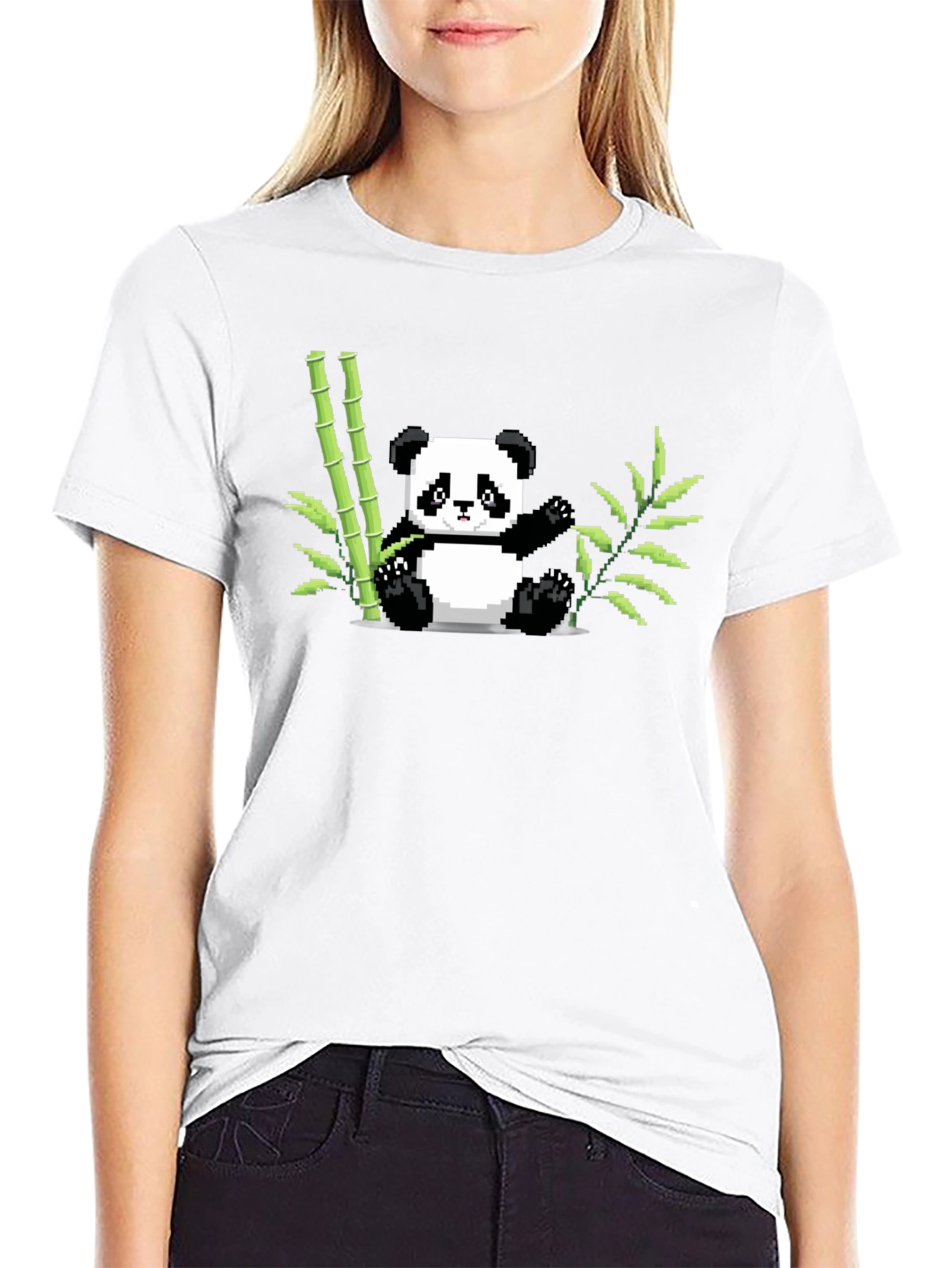 Pixel Panda Bamboo Black T-Shirt