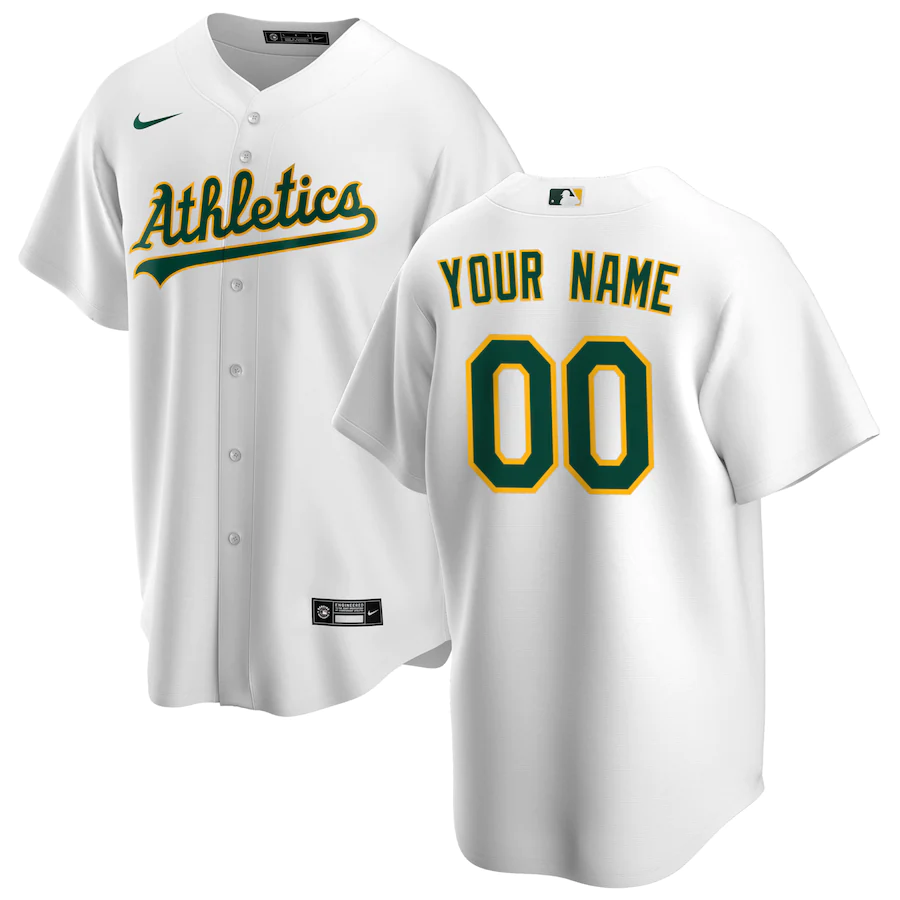 Men's Oakland Athletics White Home Replica Custom Jerseys