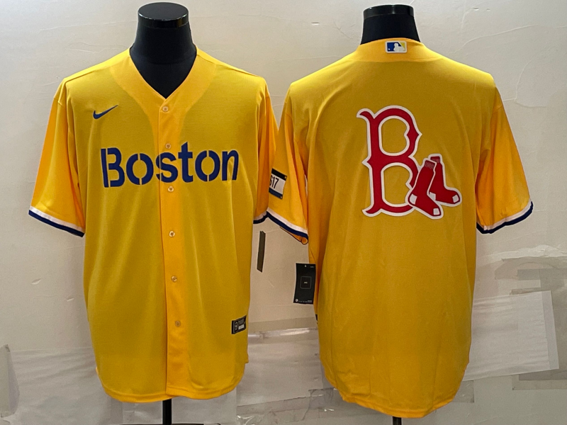 Men's Boston Red Sox Yellow Alternate Replica Player Jerseys