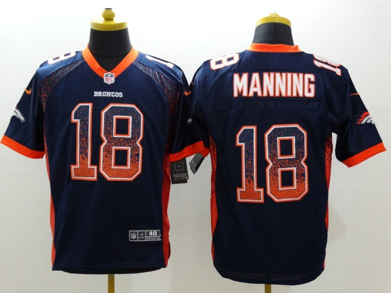 Men's Denver Broncos Peyton Manning #18 Navy Game Jerseys