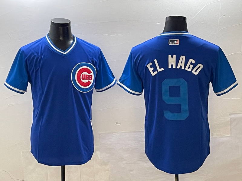 Men's Chicago Cubs Javier Baez #9 Royal Replica Player Jerseys