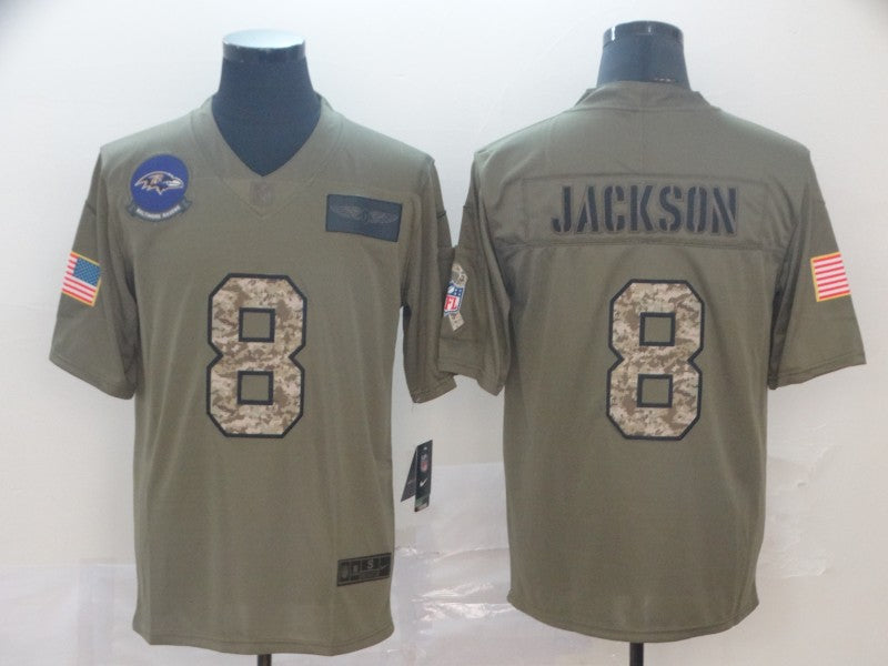 Men's Baltimore Ravens Lamar Jackson #8 Brown Authentic Game Jerseys