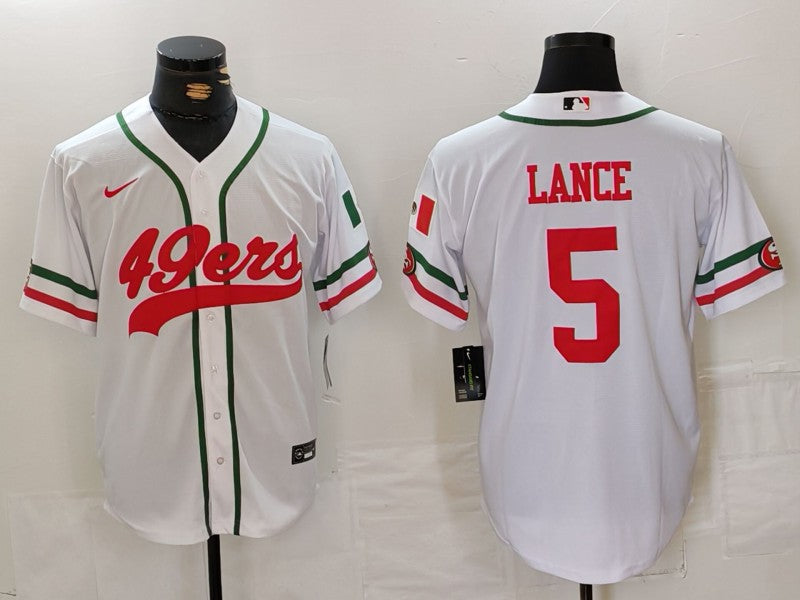 Men's San Francisco 49ers Trey Lance #5 White Game Player Jerseys