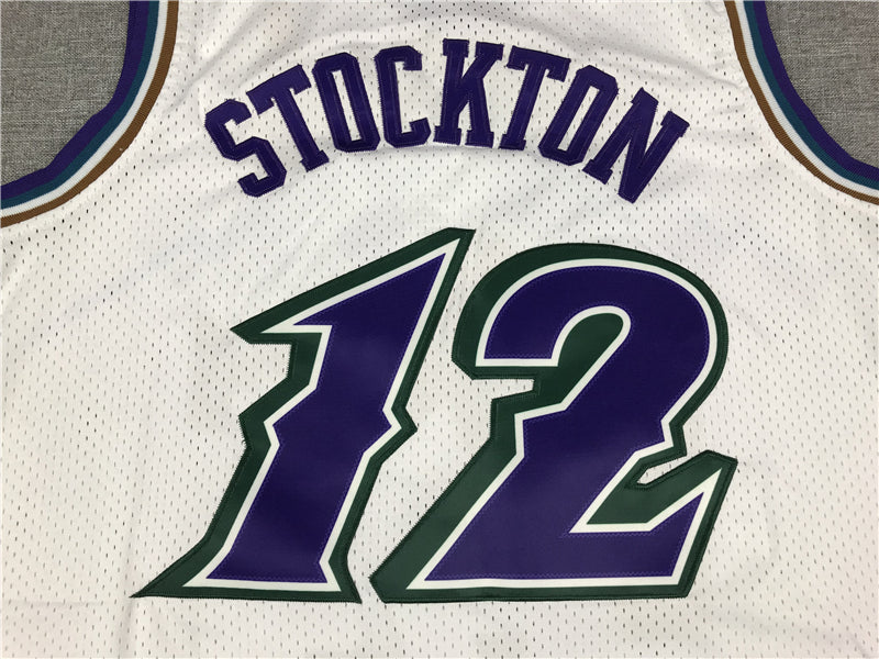 Men's Utah Jazz John Stockton White 1996-97 Hardwood Classics Swingman Jerseys