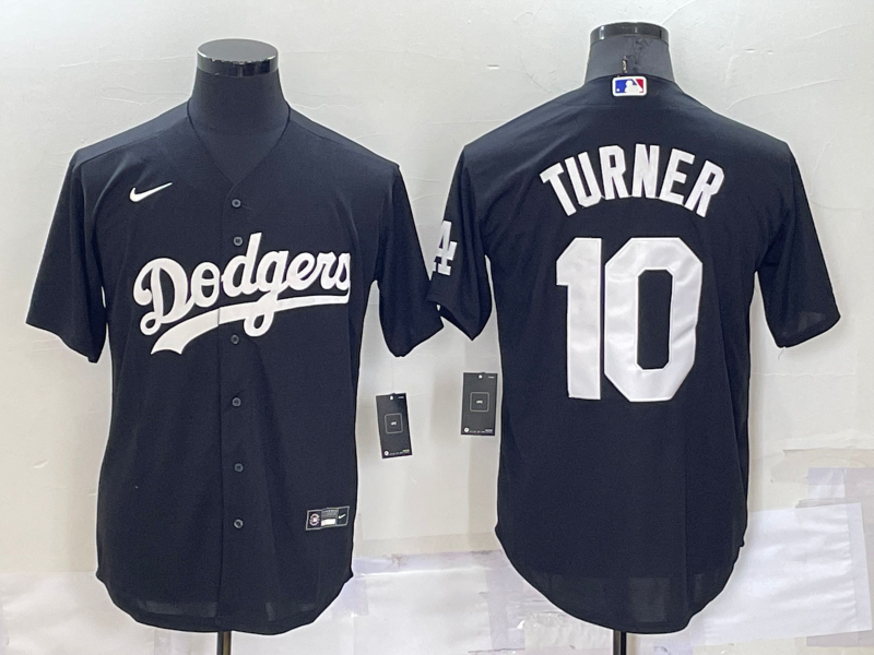 Men's Los Angeles Dodgers Justin Turner #10 Black Replica Baseball Jerseys
