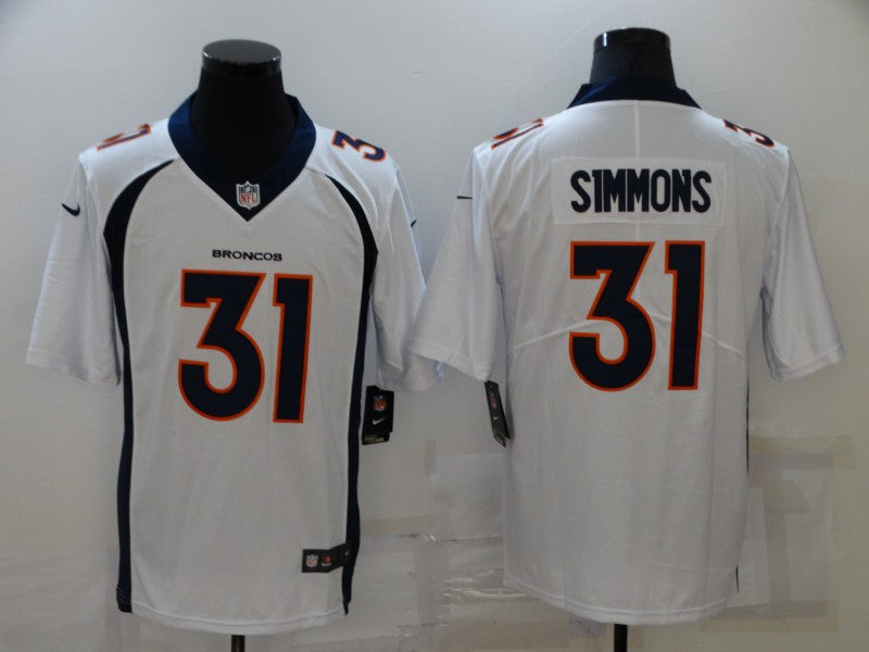 Men's Denver Broncos Justin Simmons #31 White Game Jerseys
