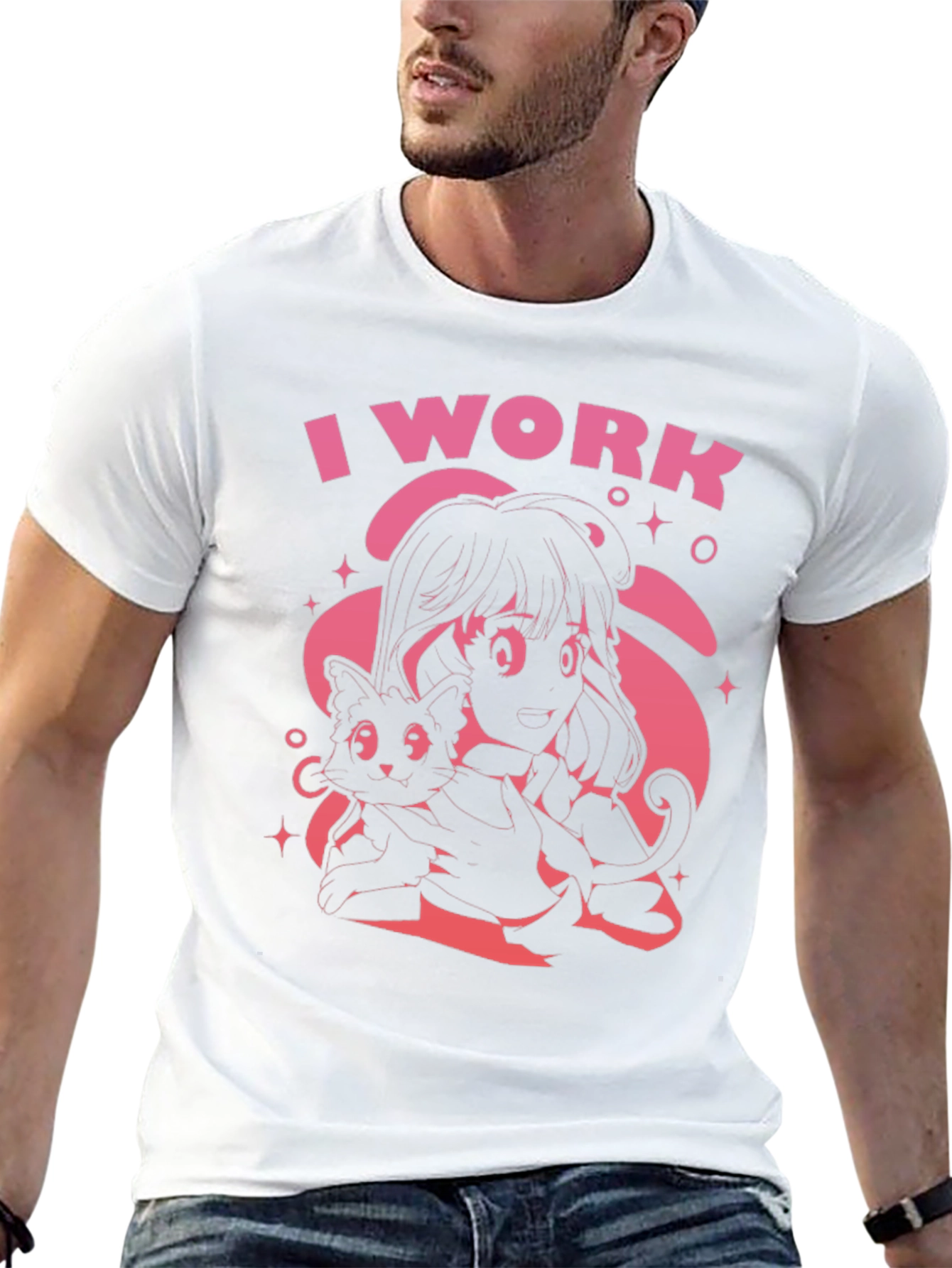 I Work Black Graphic Tee