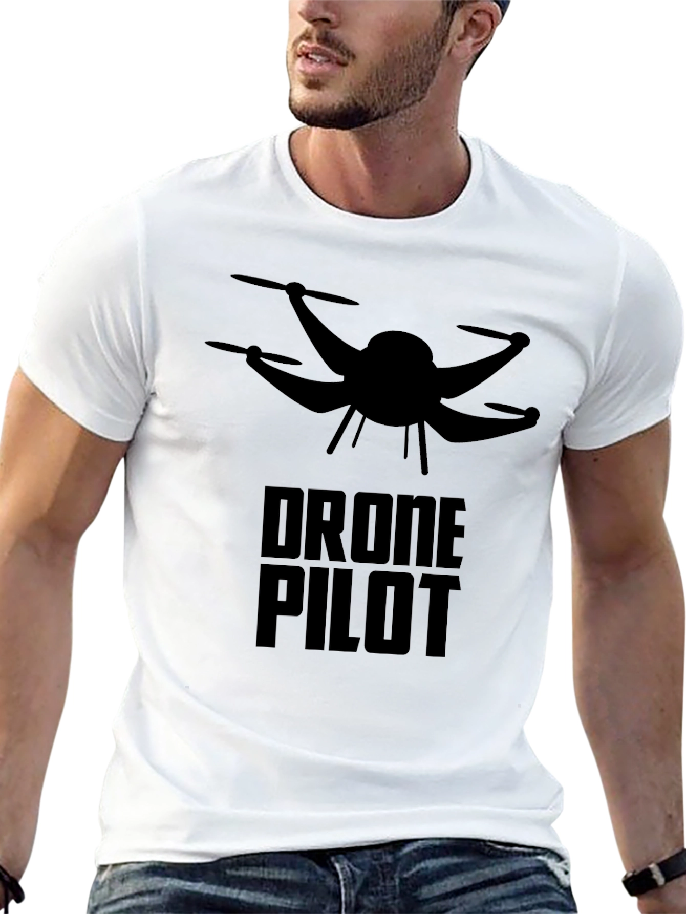 Drone Pilot Graphic Tee - Black Cotton T-Shirt