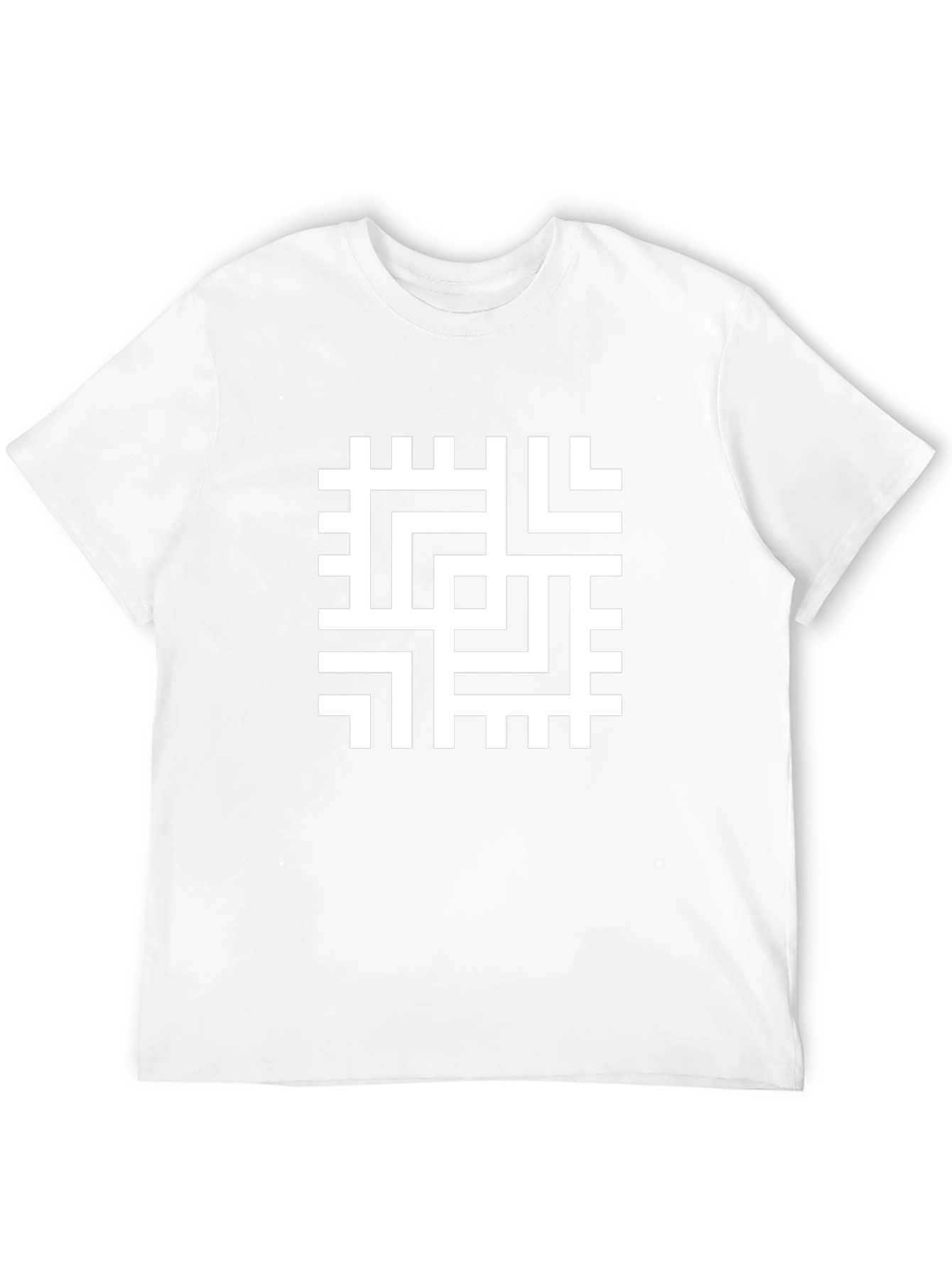Geometric Maze Print Black T-Shirt