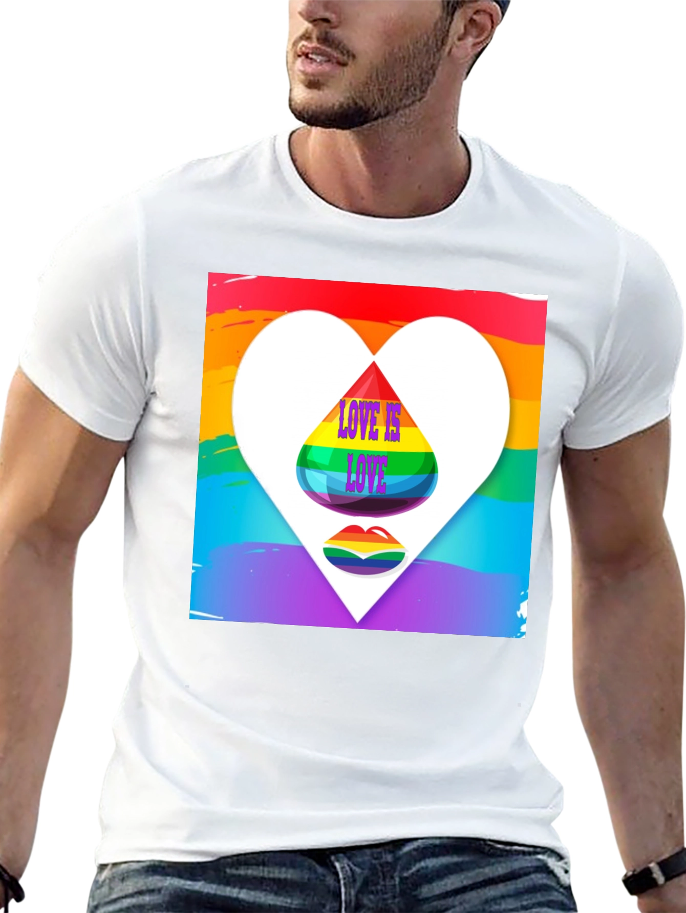 Love is Love Rainbow Heart Graphic Tee