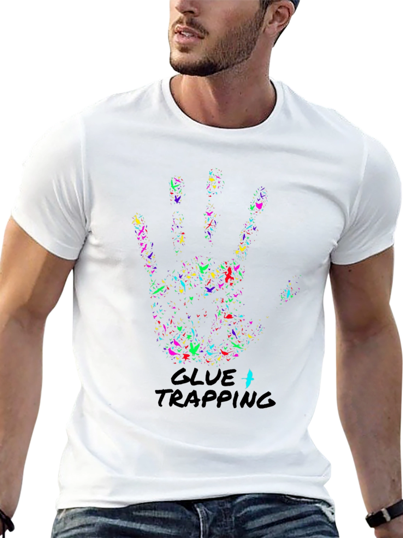 Abstract Hand Print Graphic T-Shirt