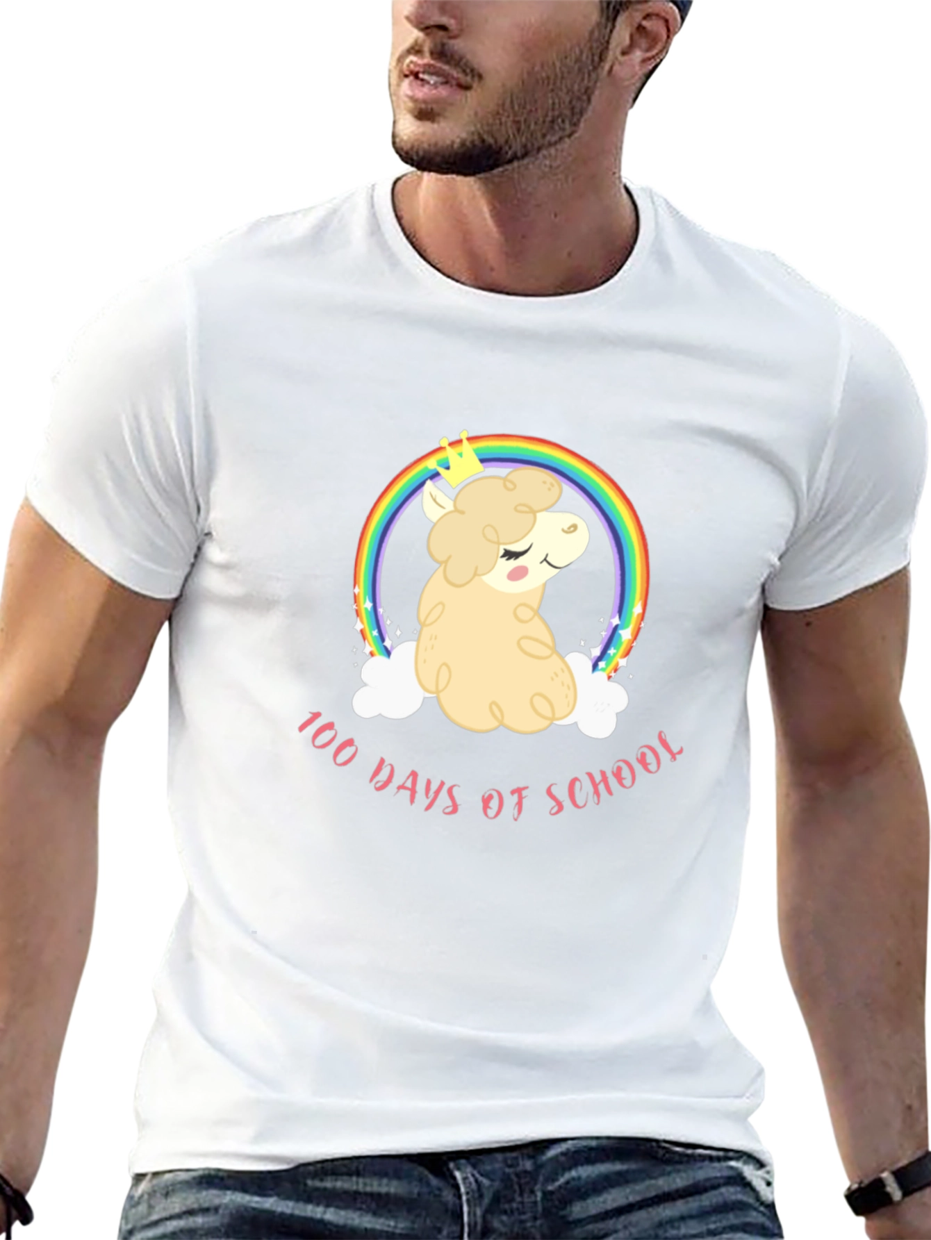 100 Days of School Rainbow Alpaca T-Shirt