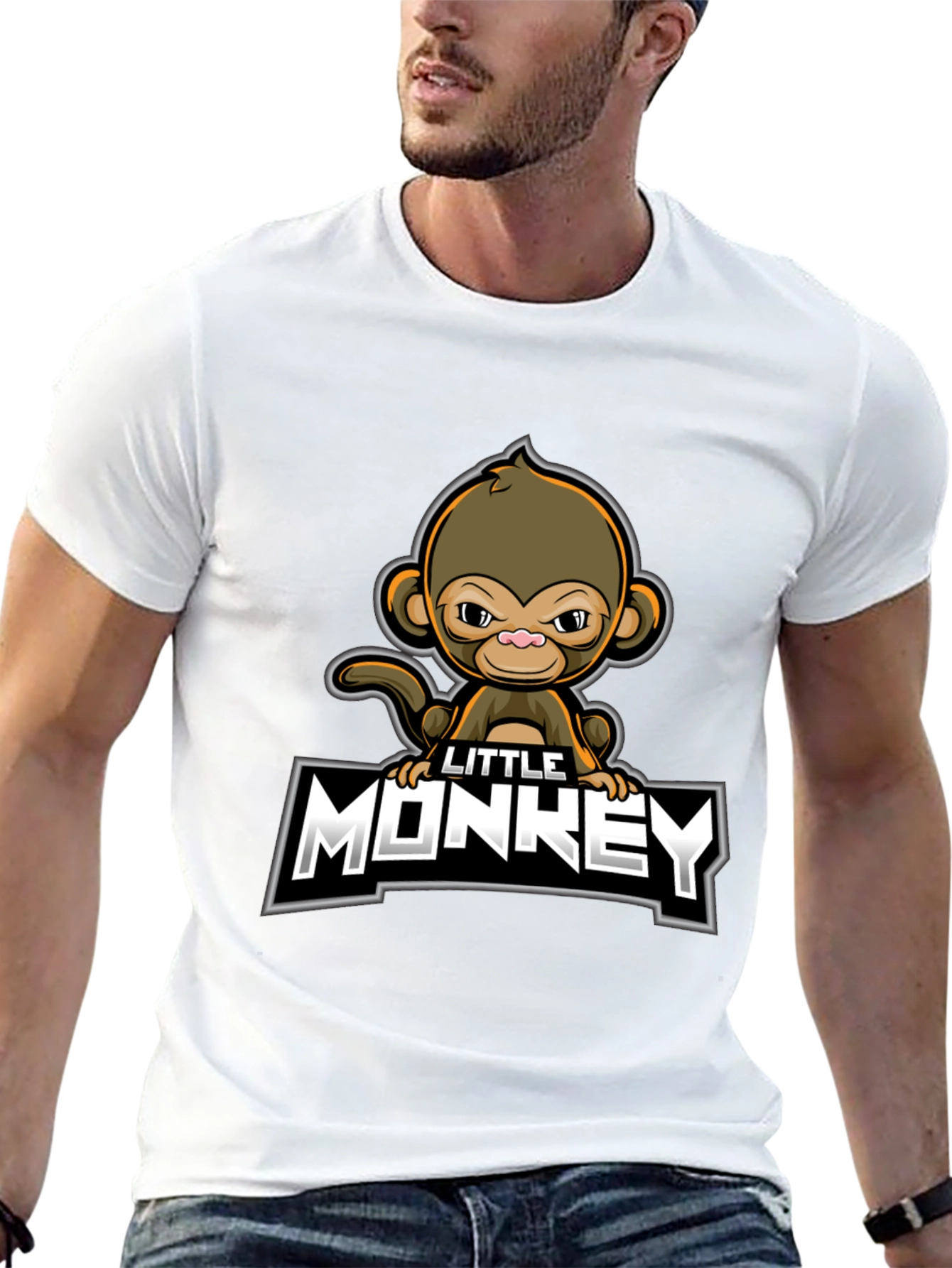 Little Monkey Graphic Tee - Black Cotton Comfort