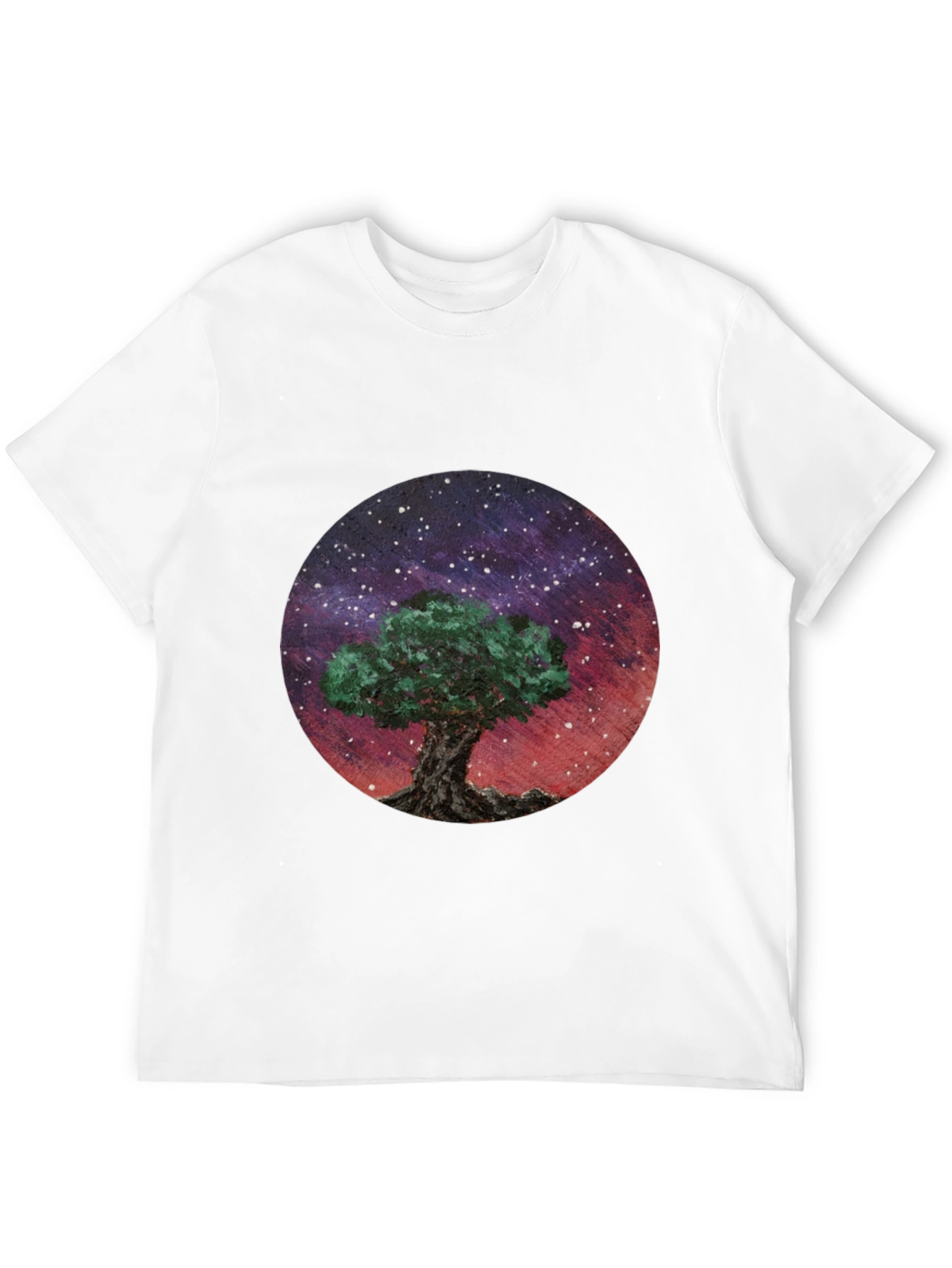 Celestial Tree Graphic Tee - Black Cotton Blend