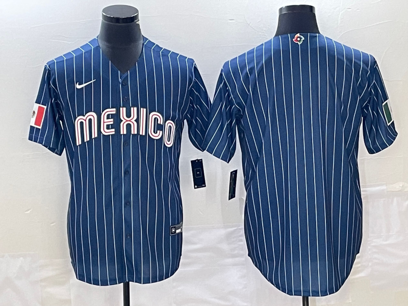 Men's 2023 World Baseball Classic Mexico Navy Blank Jerseys