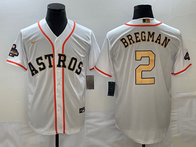 Men's Houston Astros Alex Bregman Nike White/Gold 2023 Gold Collection Replica Player Jerseys