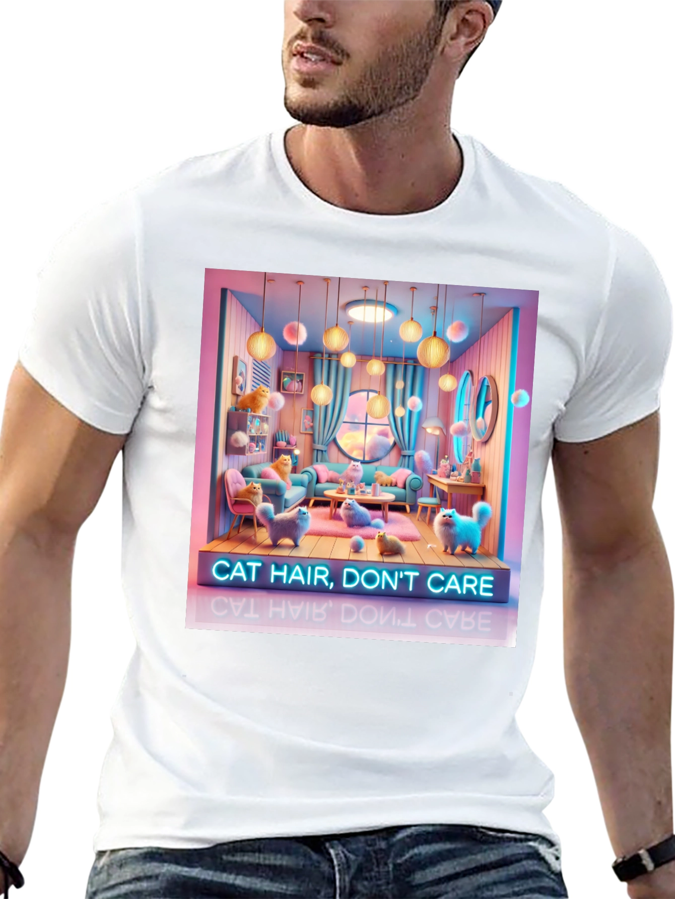Cat Hair Dont Care Graphic Tee - Unisex