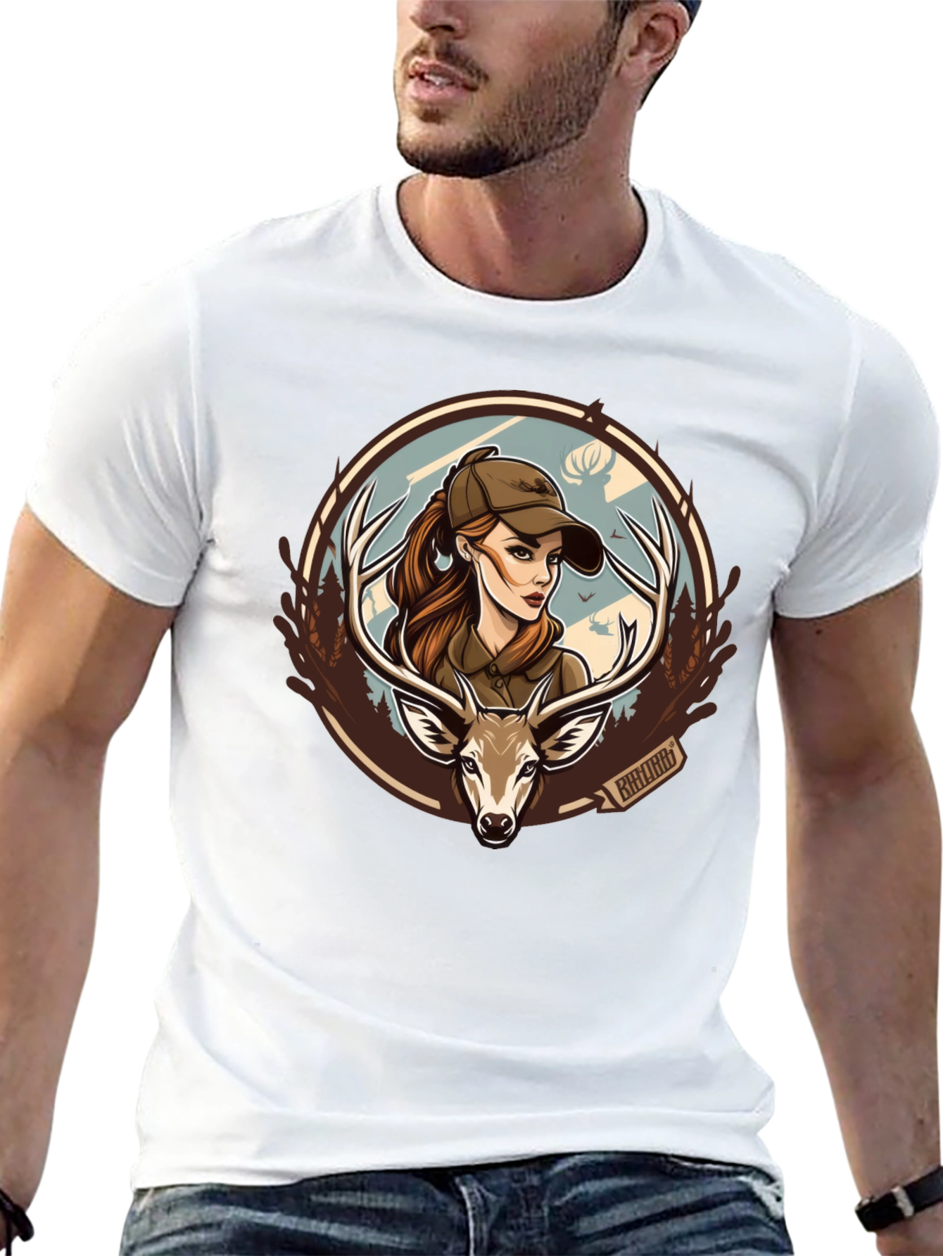 Hunting Girl Deer Graphic T-Shirt