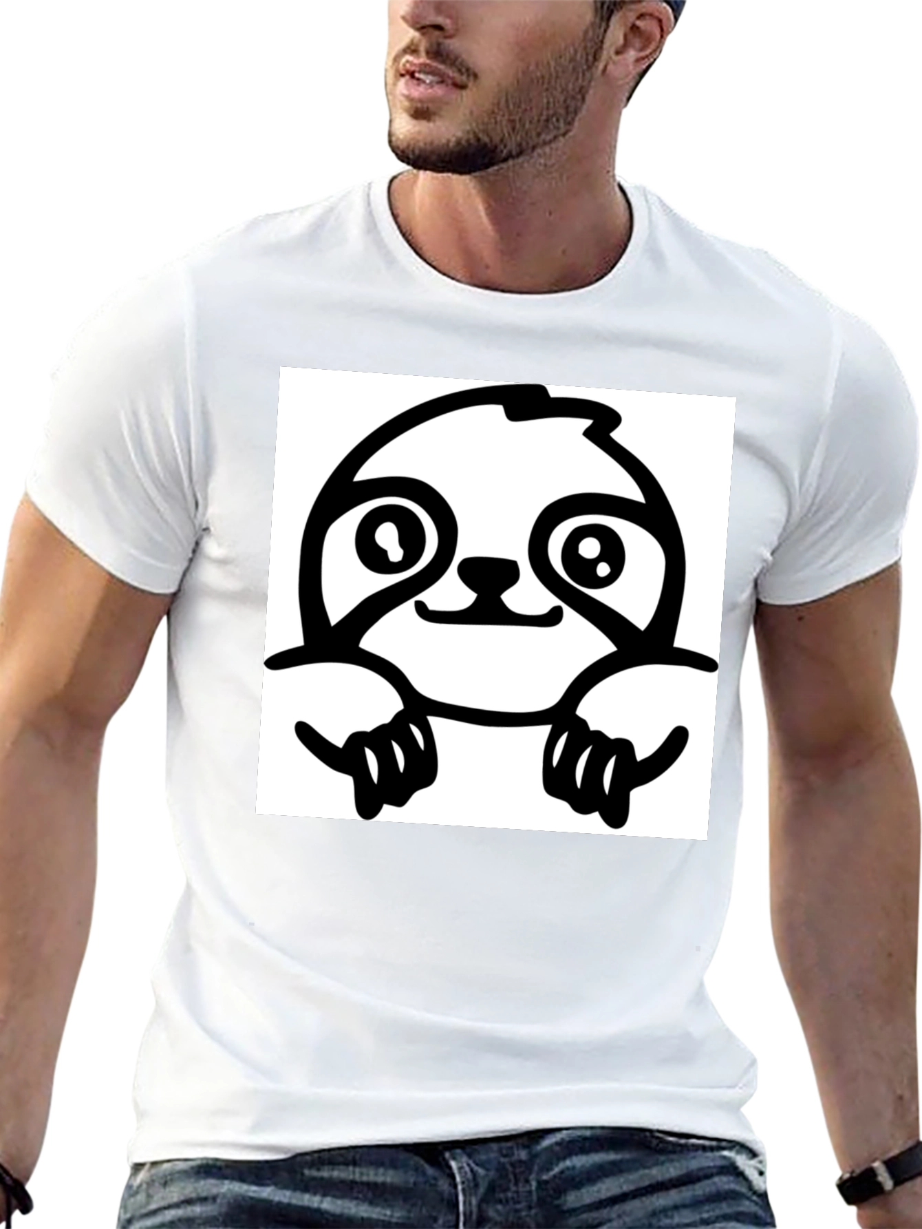 Sloth Graphic Tee - Black Cotton T-Shirt