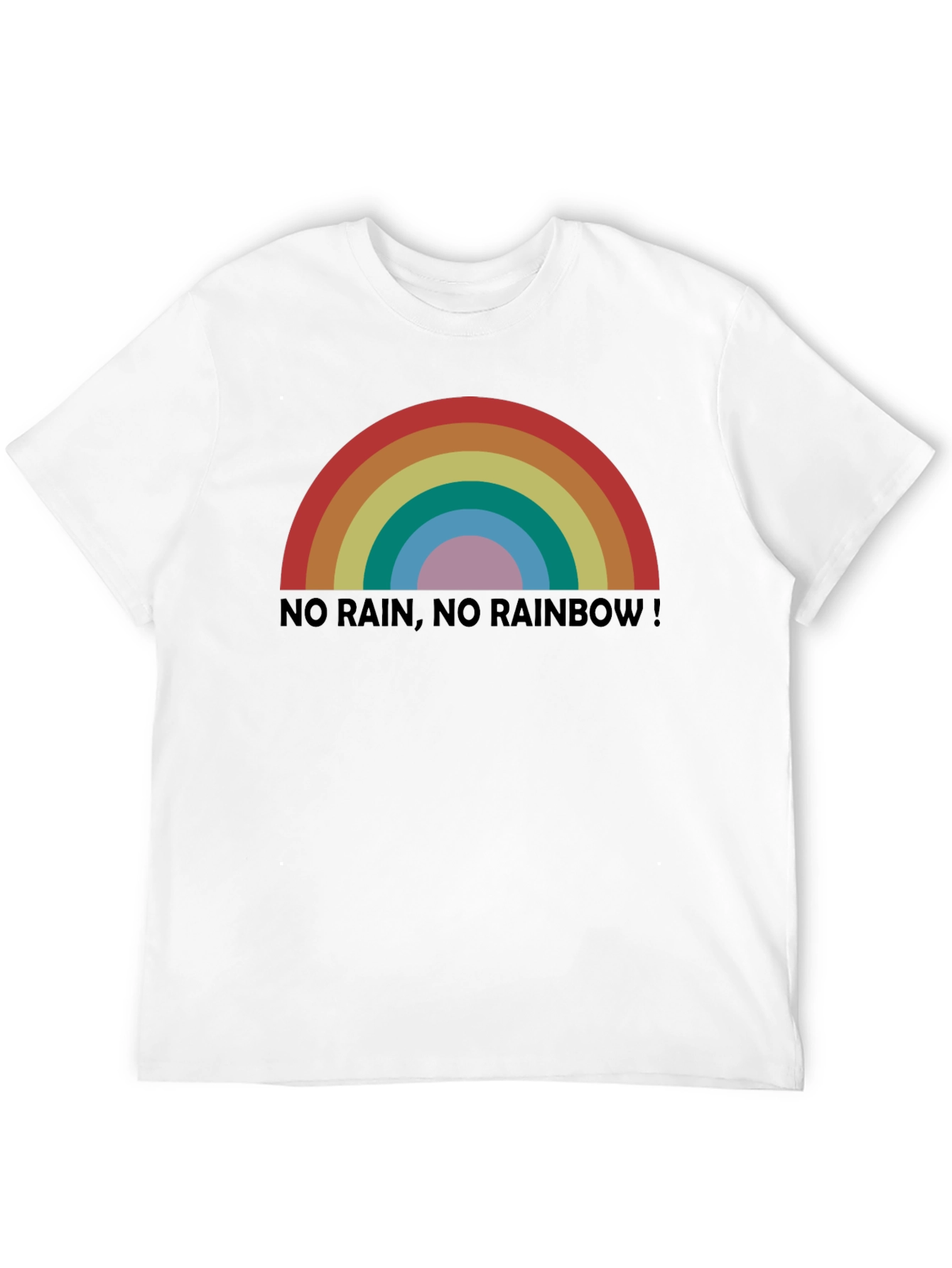 No Rain No Rainbow! Black Graphic T-Shirt
