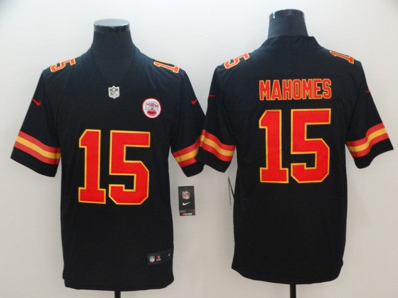 Men's Kansas City Chiefs Patrick Mahomes #15 Black Game Jerseys