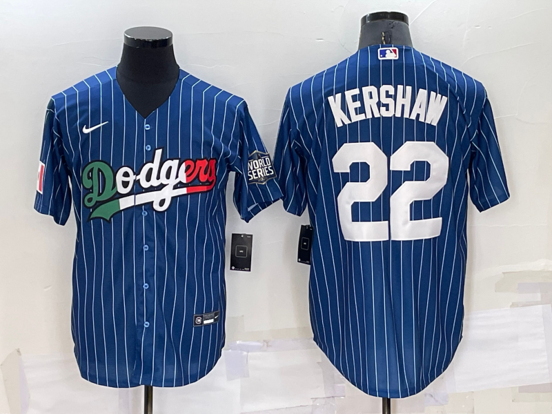 Men's Los Angeles Dodgers Clayton Kershaw #22 Blue Stitched Game Jerseys