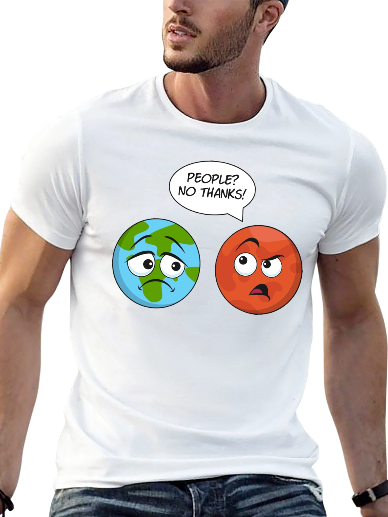 Planet Earth and Mars T-Shirt - No People!