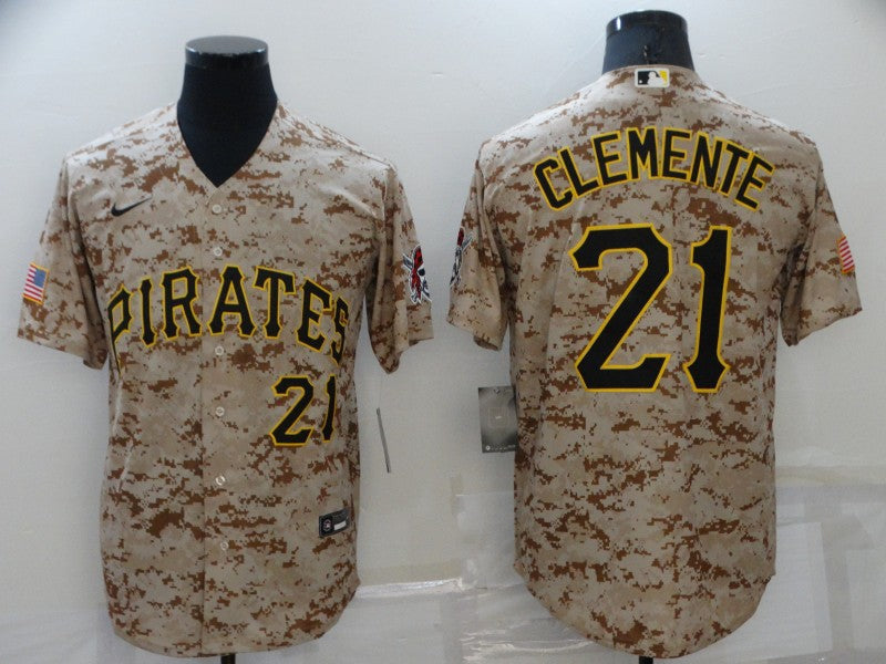 Men's Pittsburgh Pirates Roberto Clemente #21 Camouflage Game Jerseys