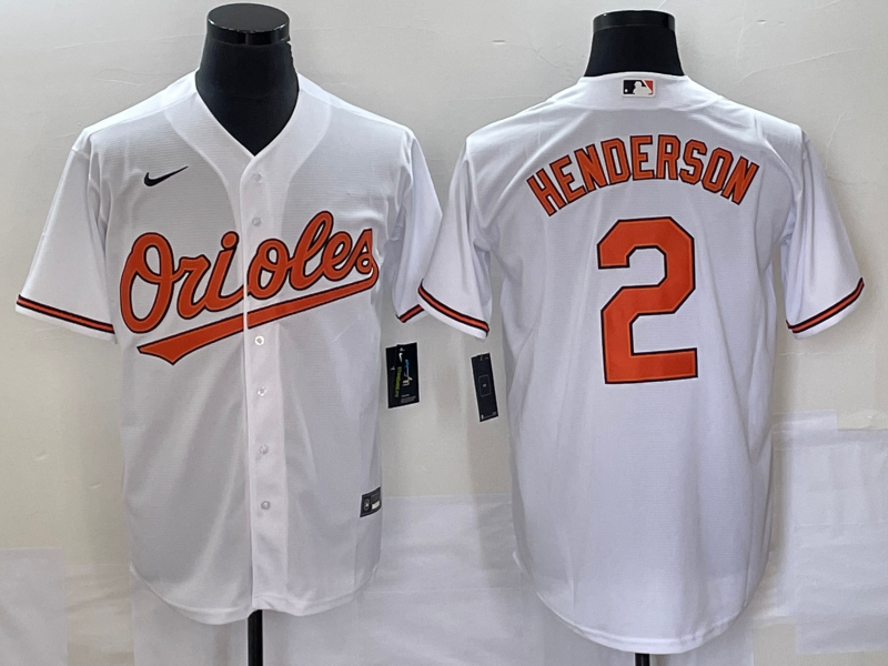 Men's Baltimore Orioles Gunnar Henderson #2 White Home Replica Player Jerseys