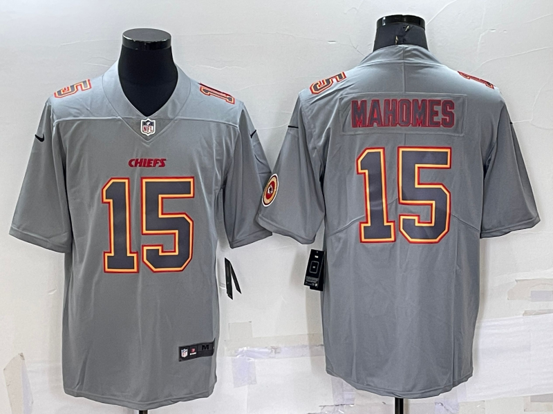 Men's Kansas City Chiefs Patrick Mahomes #15 Grey Game Jerseys