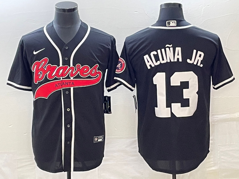 Men's Atlanta Braves Ronald Acuna Jr. #13 Black Replica Player Jerseys Joint Edition