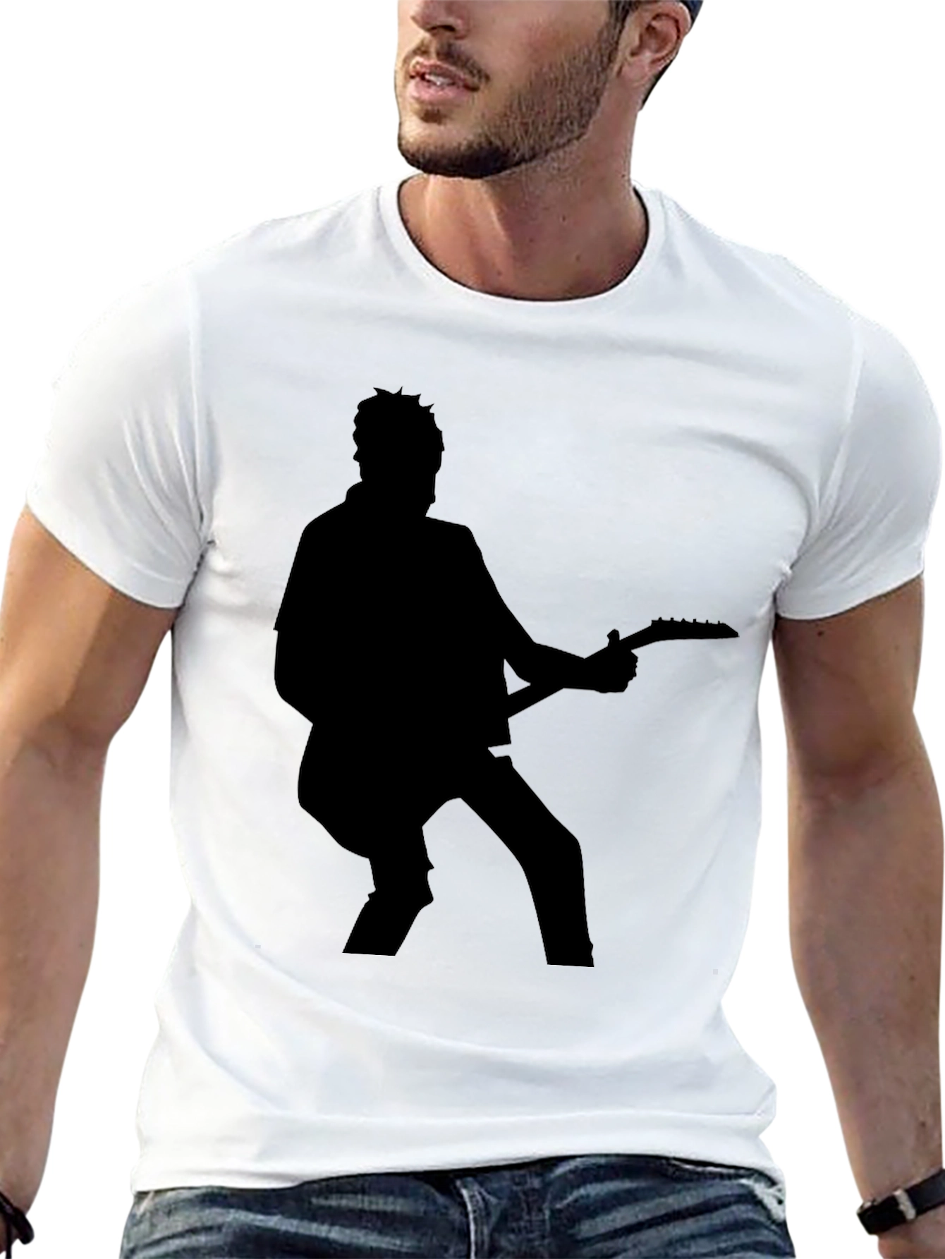 Silhouette Guitarist Black T-Shirt