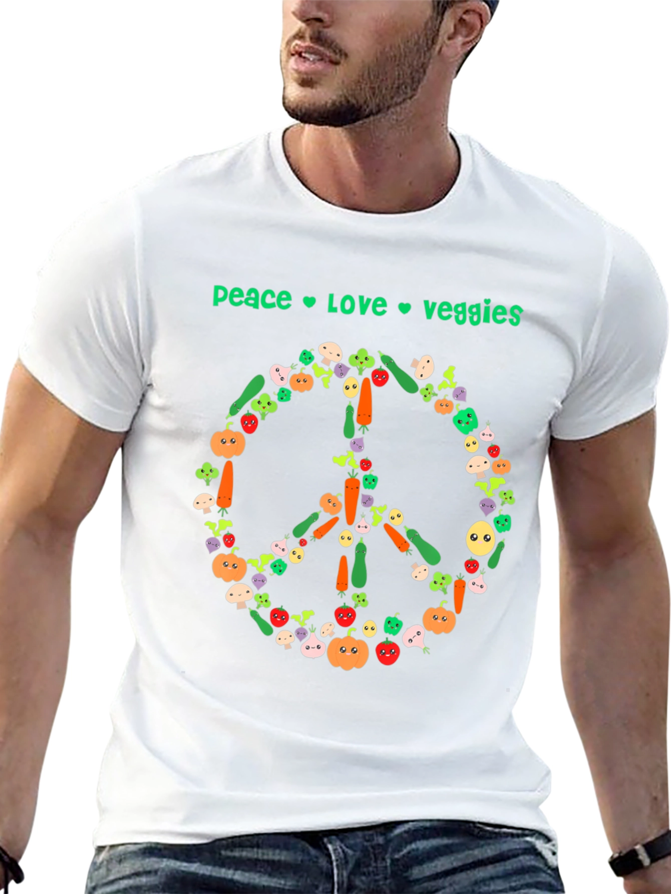 Peace Love Veggies T-Shirt - Vegan Style