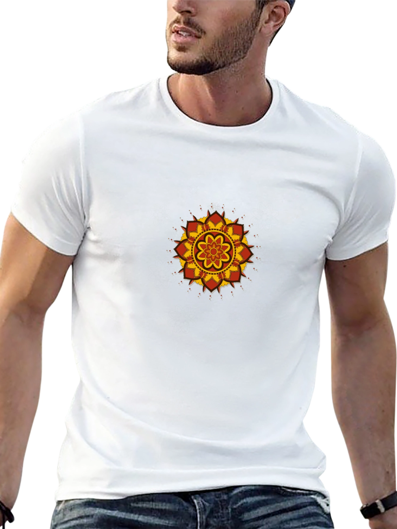Black Tee with Mandala Graphic