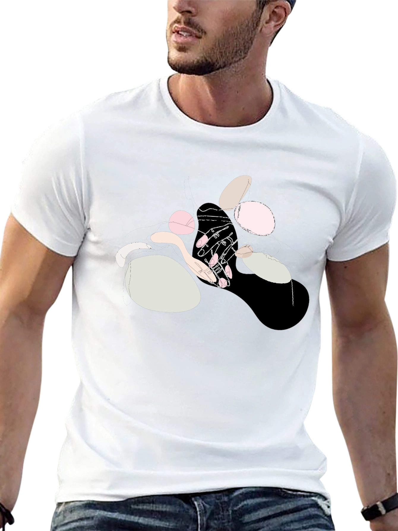 Abstract Hands Graphic Black Cotton T-Shirt