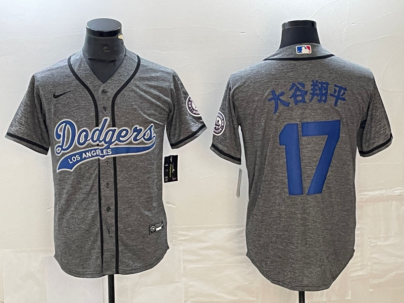 Men's Los Angeles Dodgers Shohei Ohtani #17 Gray Player Game Jerseys Joint Edition