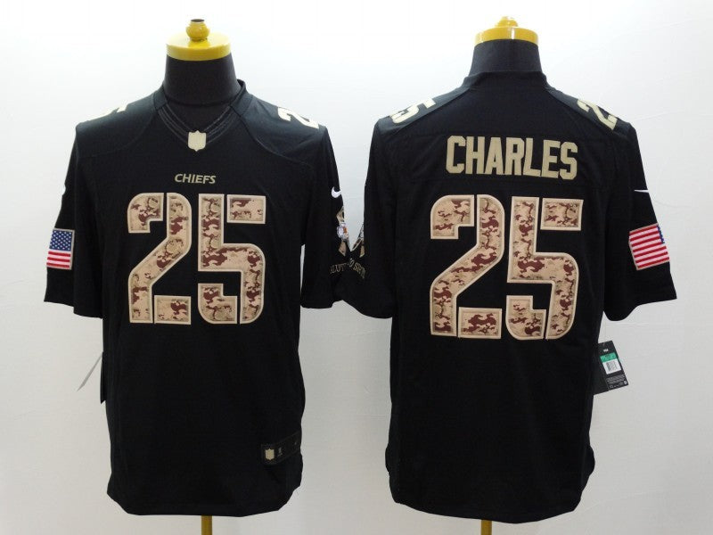 Men's Kansas City Chiefs Jamaal Charles #25 Black Game Player Jerseys
