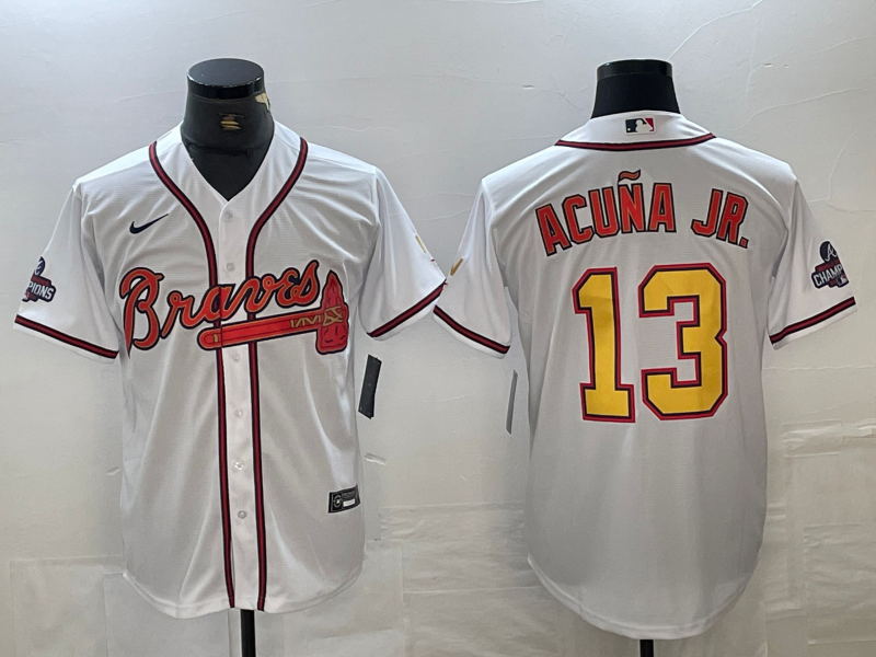 Men's Atlanta Braves Ronald Acuna Jr. White Authentic Jerseys Champion Edition