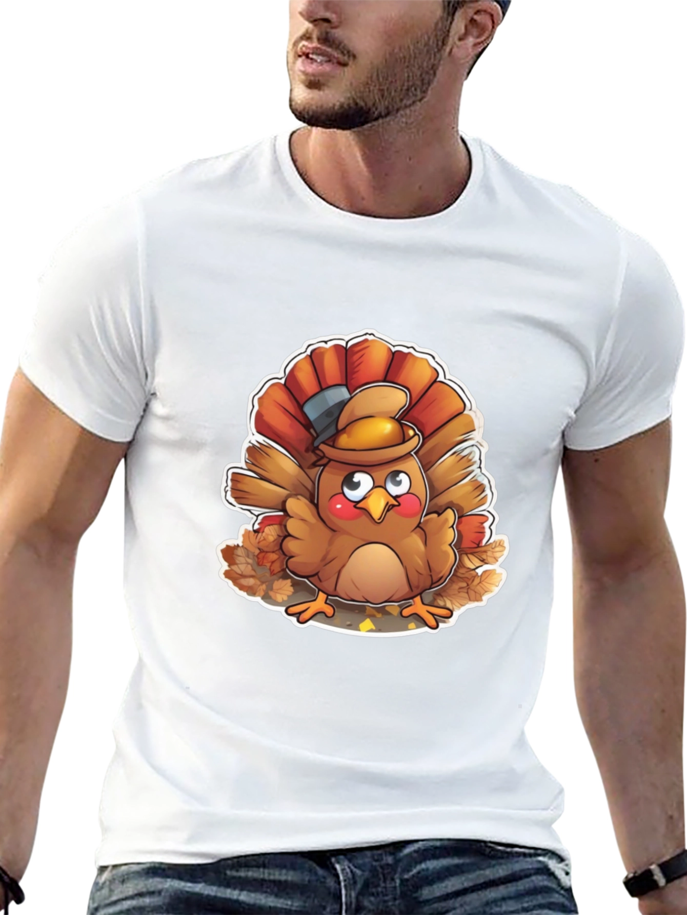 Thanksgiving Turkey Cartoon Graphic T-Shirt