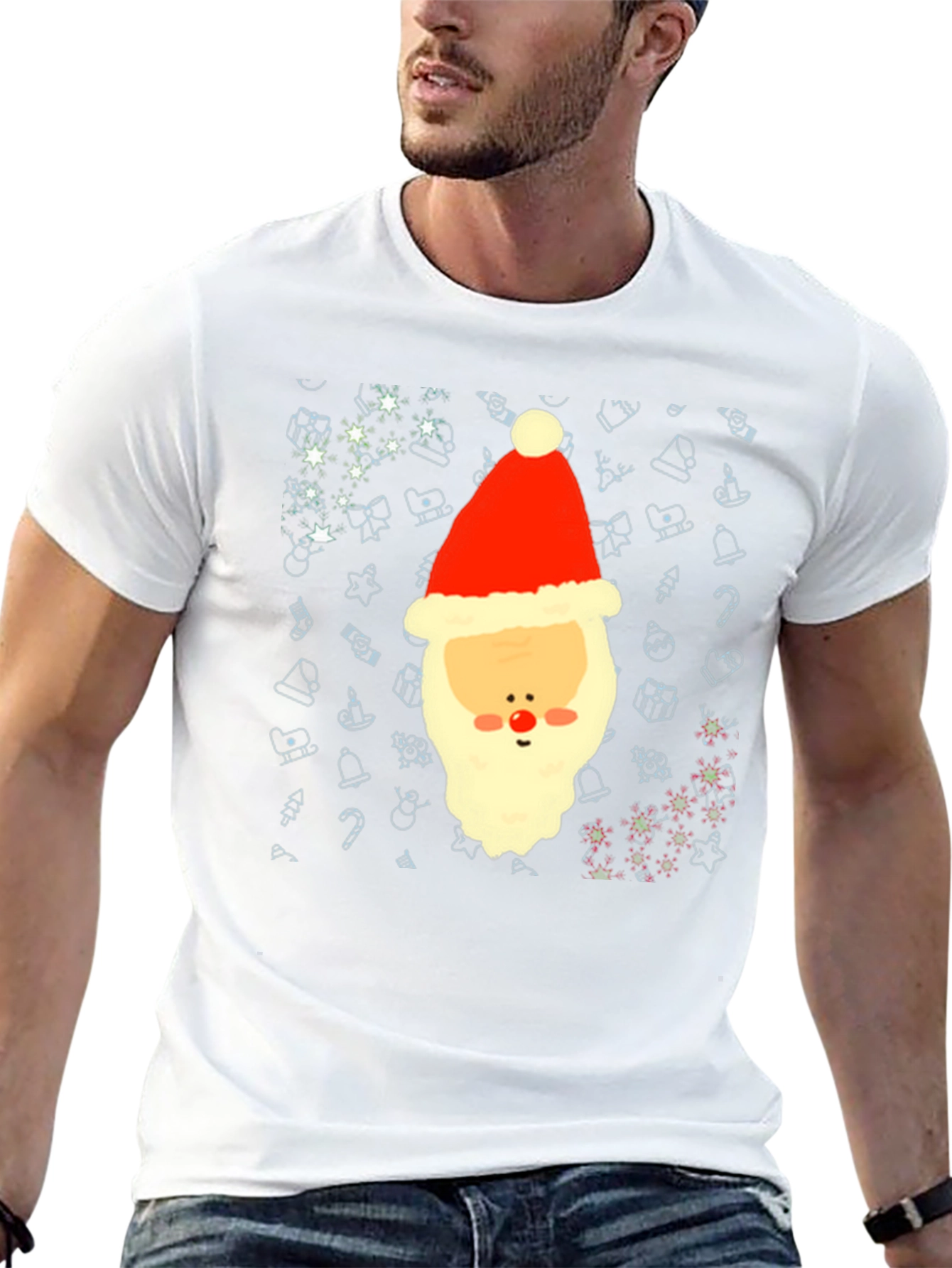 Festive Santa Graphic Tee - Holiday Cheer