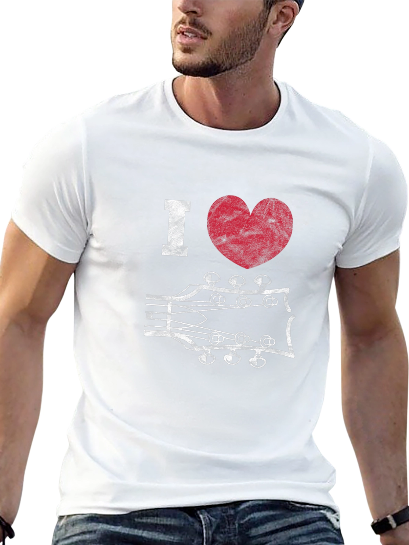 I Heart Guitar Headstock Graphic Tee
