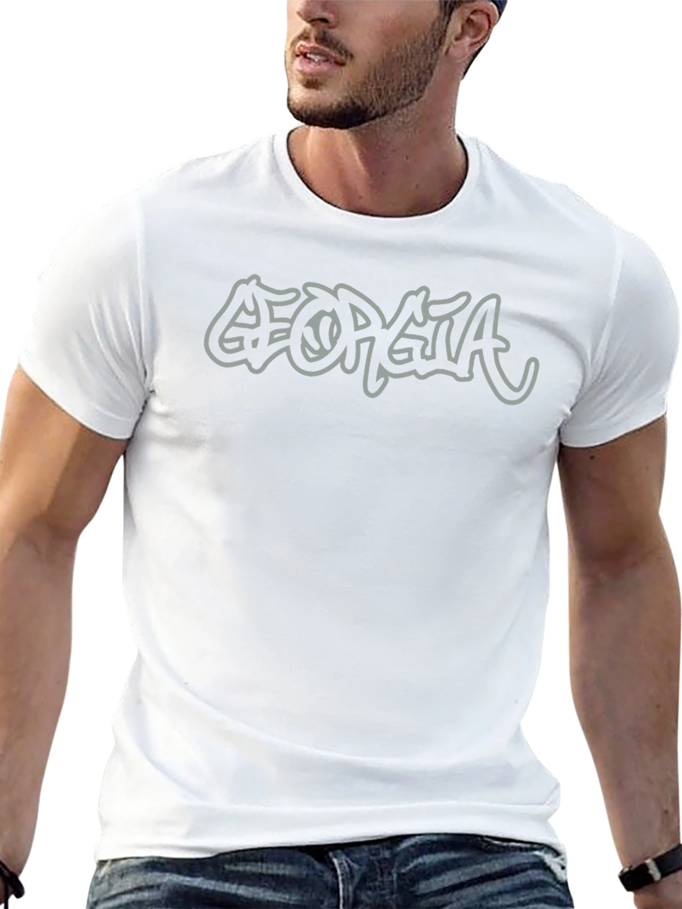 Georgia Graffiti Style Graphic T-Shirt - Black
