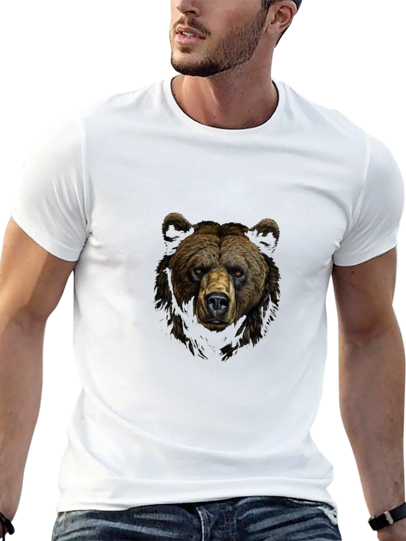 Grizzly Bear Graphic Print Black T-Shirt