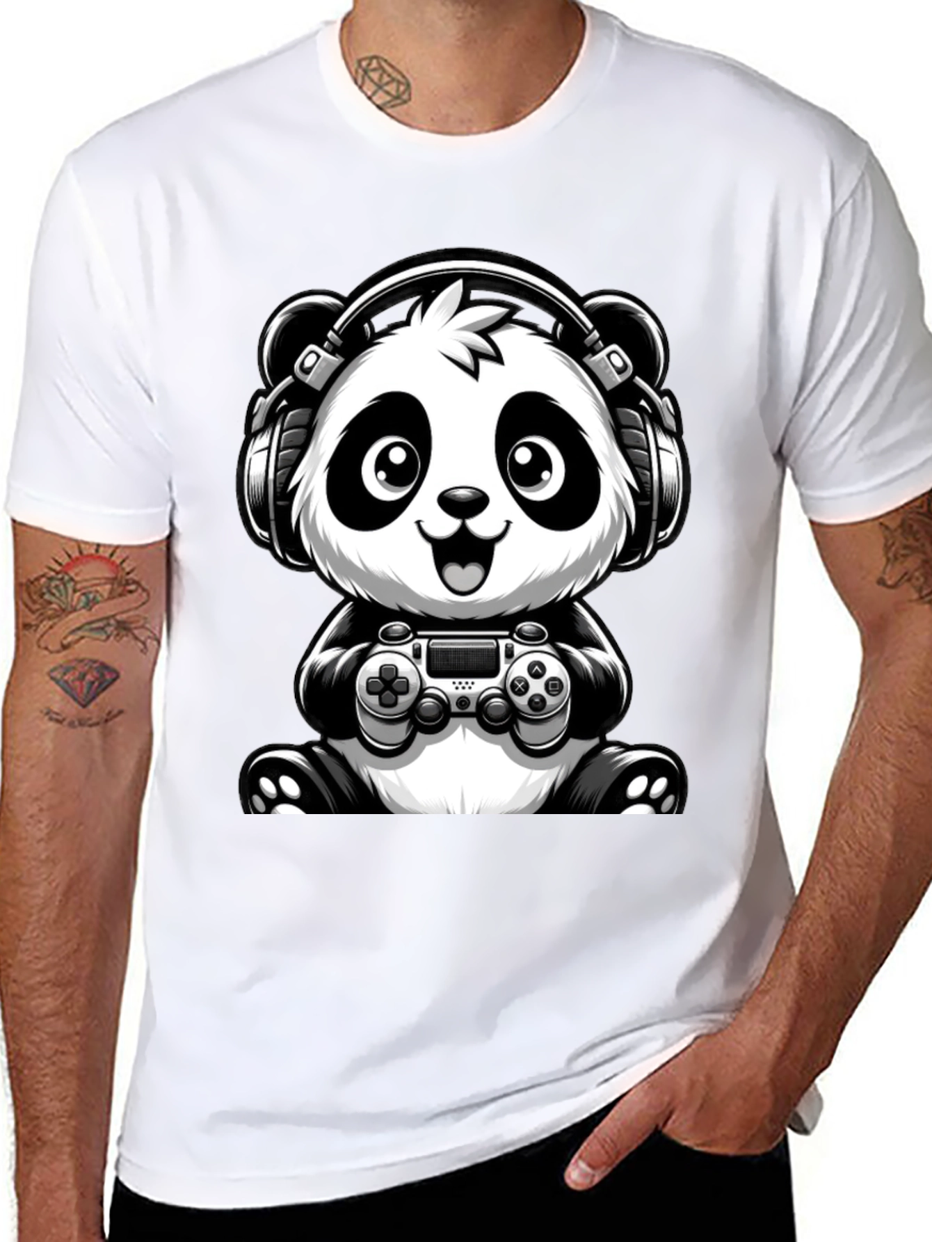 Gaming Panda T-Shirt - Cool Graphic Tee