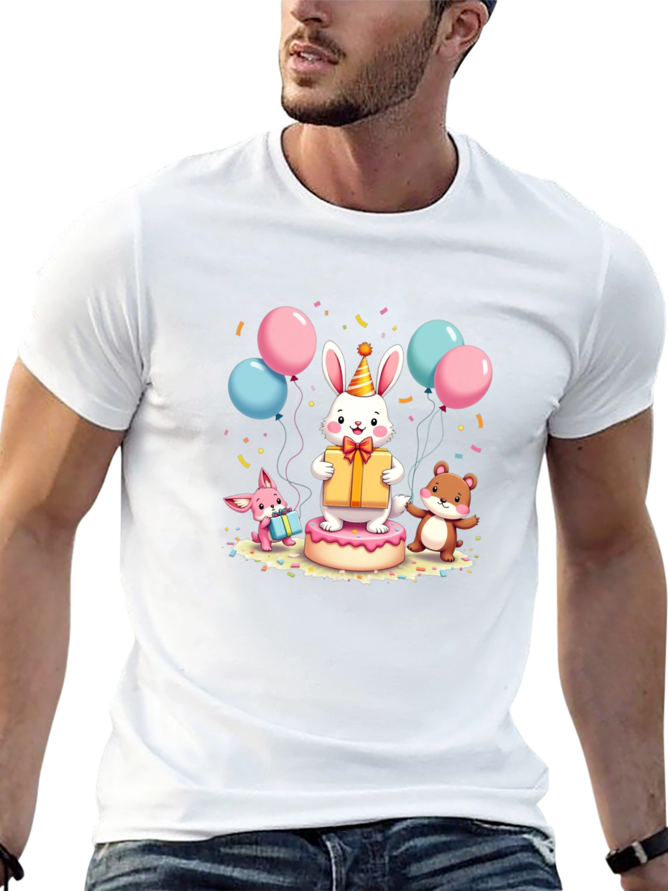Festive Birthday Rabbit Graphic Tee