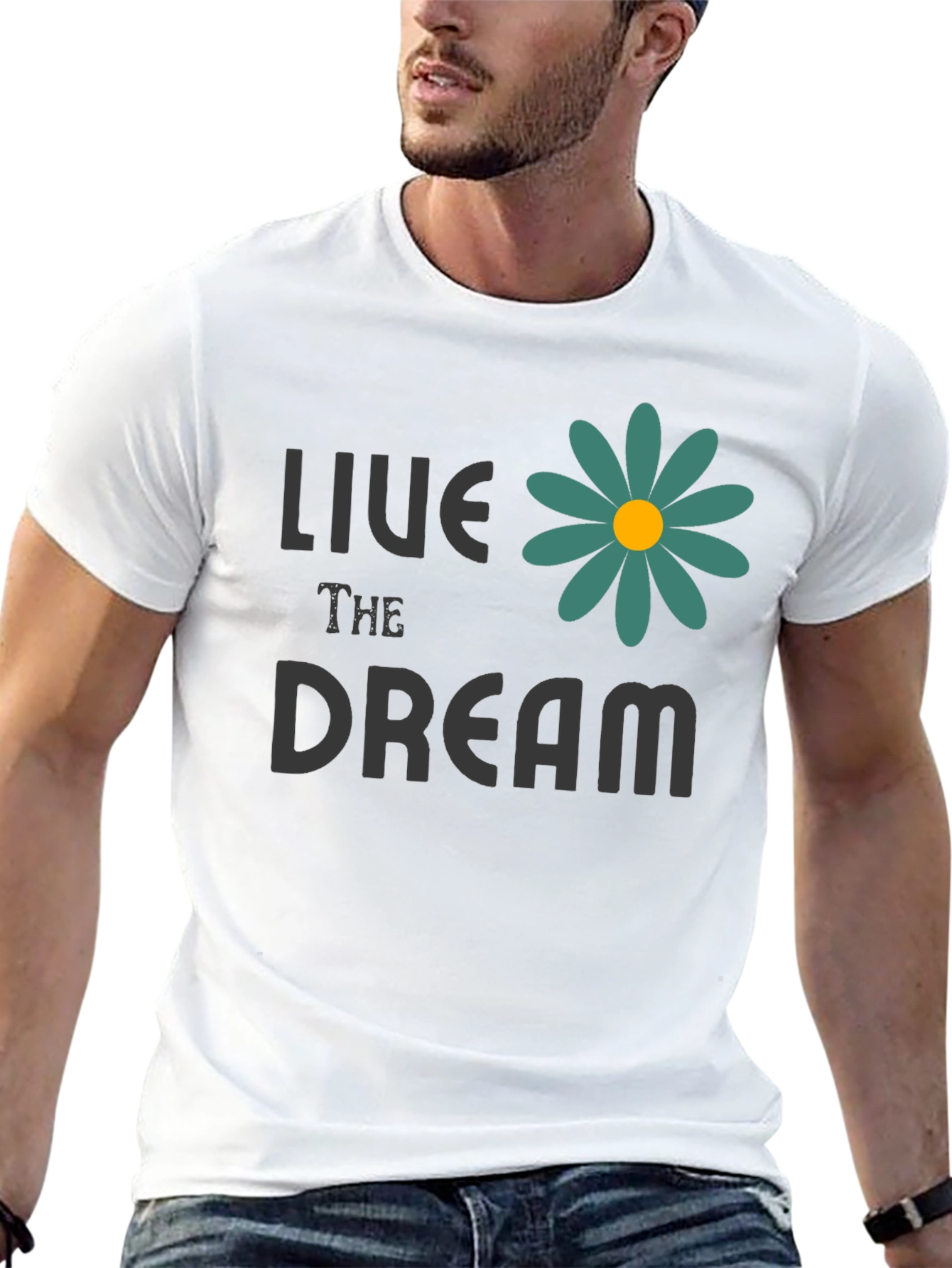 Live the Dream T-Shirt with Floral Design