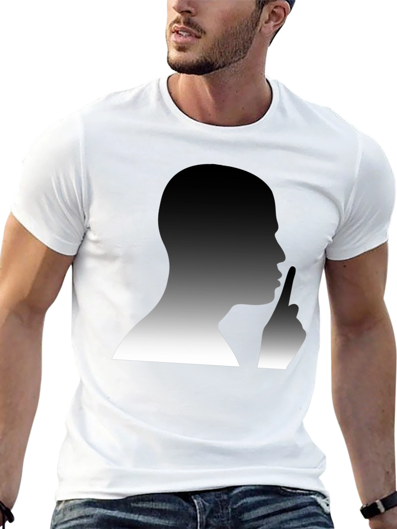 Shhh! Graphic Tee - Mens Silhouette Black T-Shirt