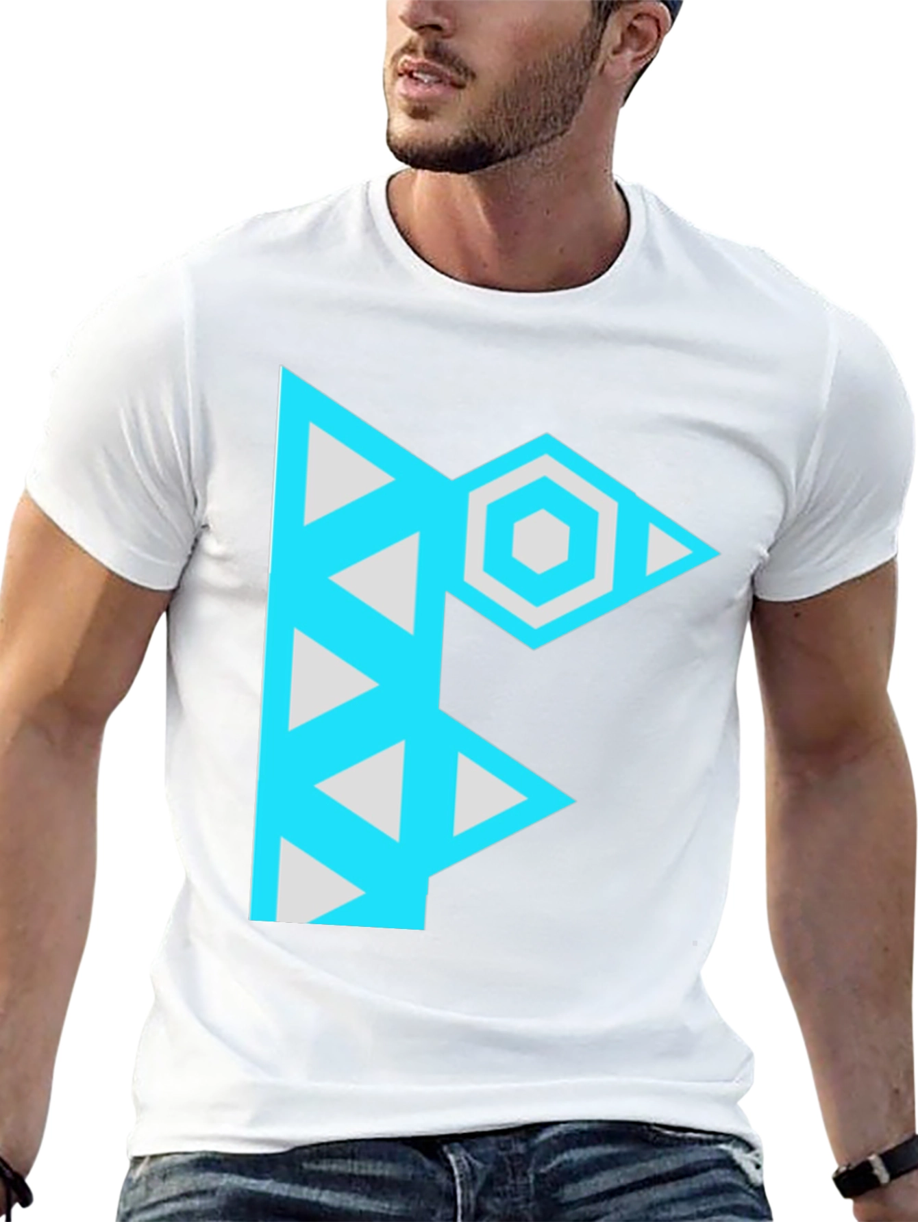 Geometric F Graphic Black Tee